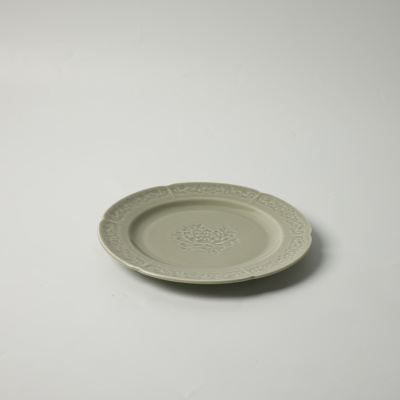 Тарелка плоская зеленая Camelia, глянцевая, 21.2х2 см, фарфор (JET, арт. HS231649)