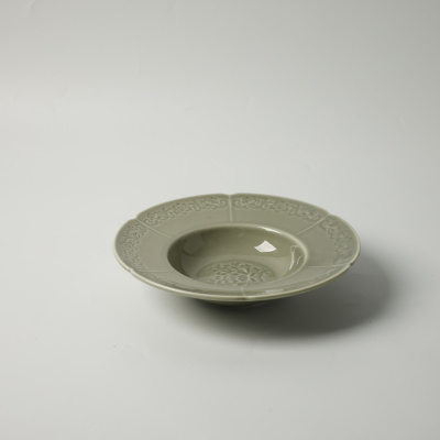 Тарелка глубокая зеленая Camelia, глянцевая, 22х4.7 см, фарфор (JET, арт. HS231653)