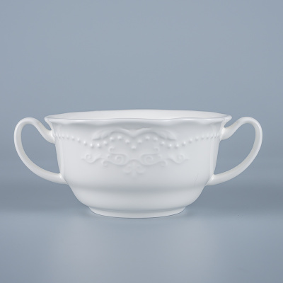 Чашка бульонная с блюдцем белая, Elsa, глянцевая, 15 х 11 х 6 см, 300 мл, фарфор (JET, арт. C3600118 C3600121)