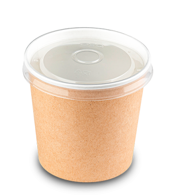 Контейнер круглый OSQ Round Bowl 500 (K), 76/100×95, Крафт / Белый (30/уп.) (600/кор.) JET